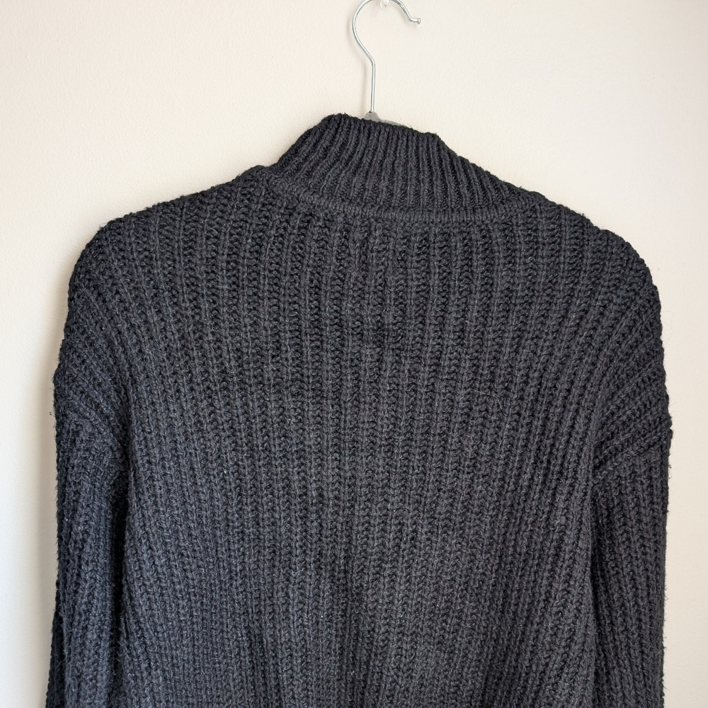GAP Cozy Half Zip Knit Black Yarn Sweater Oversized Chunky Small - Picture 4 of 4